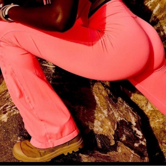 NEW Free People Movement Good Karma Orange Flare Pull on leggings women sz XS/S - Picture 3 of 9